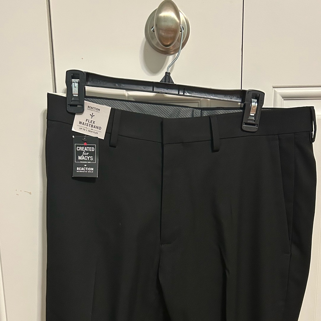 Kenneth Cole Reaction Black Stretch Slim Fit Pants 32w 32l